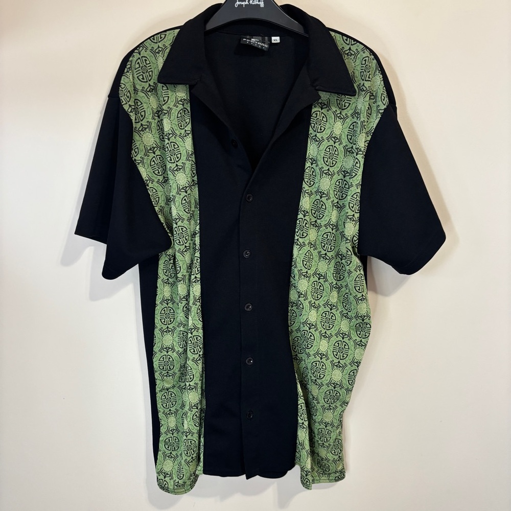 Vintage Positano Men’s 90s Casual Panel Button Down Shirt Funky Party Pattern